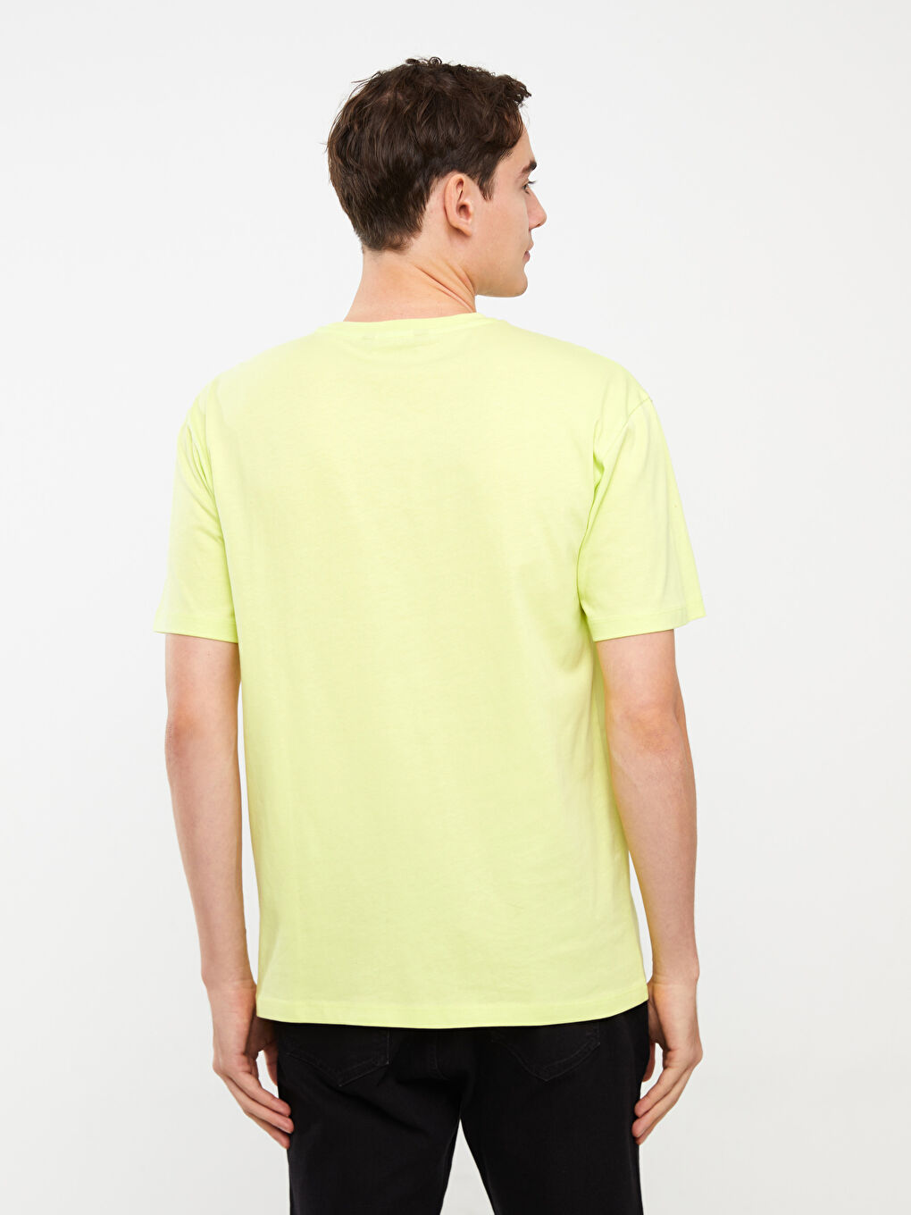 Yeşil Bisiklet Yaka Kısa Kollu Baskılı Penye Erkek Tişört-4