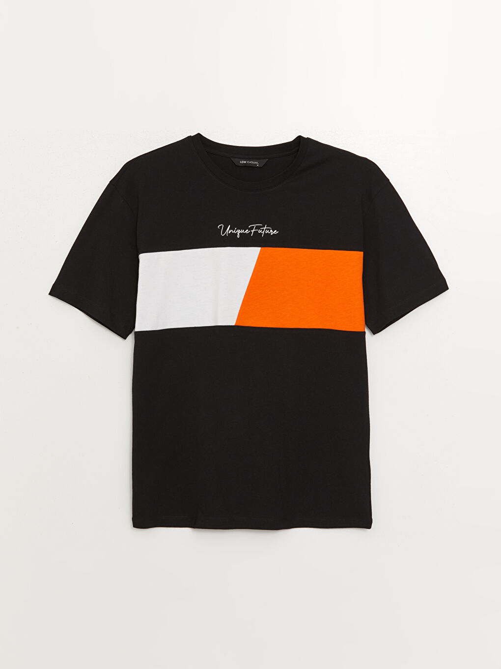 Tシャツ・カットソー BLACK COTTON PRINT T-SHIRT XSIDE Crew Neck Short Sleeve Printed Combed Cotton Men's T