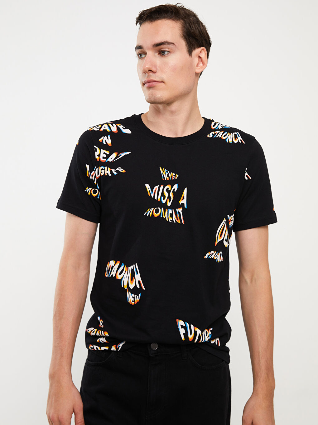 Футболка Мужская с Круглым Вырезом, Коротким Рукавом, С Принтом, Из Гребенного Хлопка-2