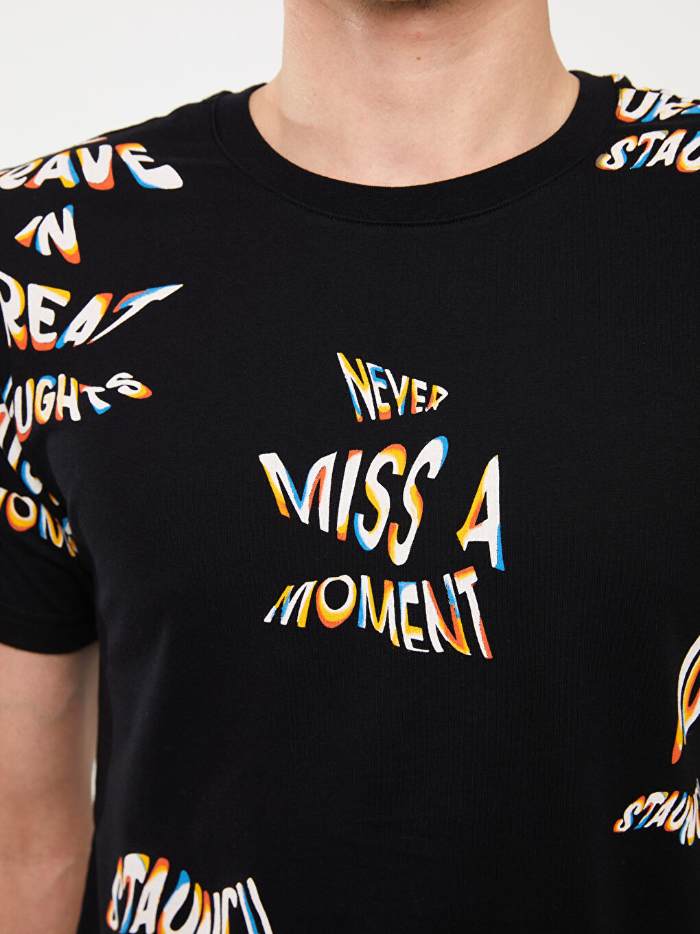 Футболка Мужская с Круглым Вырезом, Коротким Рукавом, С Принтом, Из Гребенного Хлопка-3