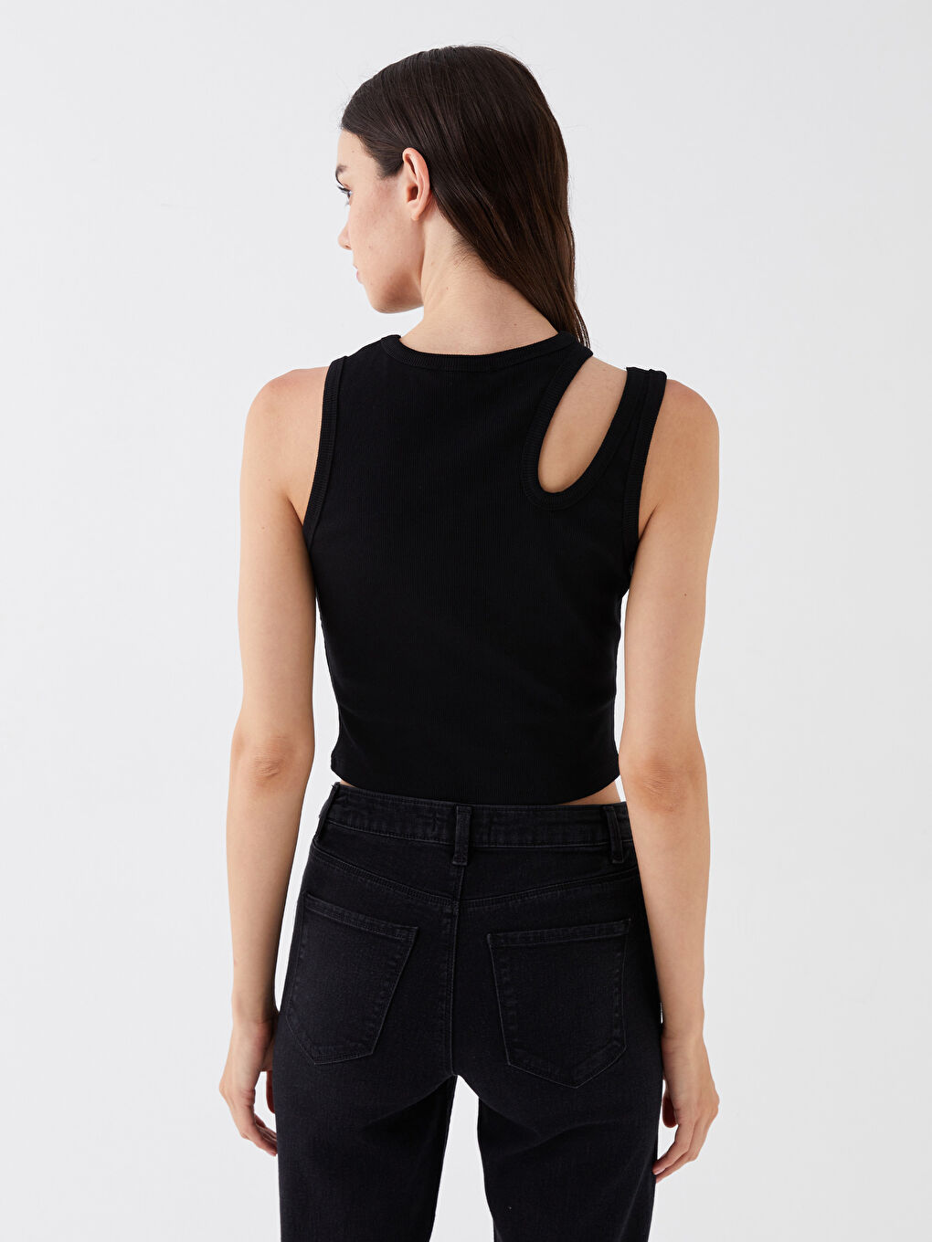 Crew Neck Window Detailed Women's Crop Top -S3JS46Z8-CVL