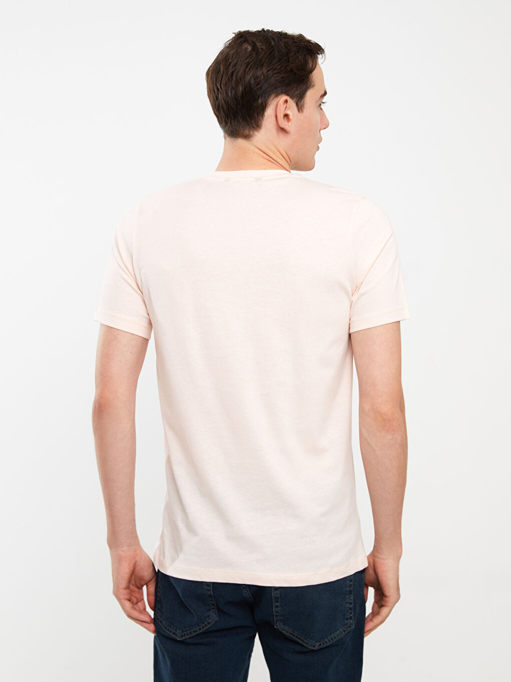 Pembe Bisiklet Yaka Kısa Kollu Baskılı Penye Erkek Tişört-4