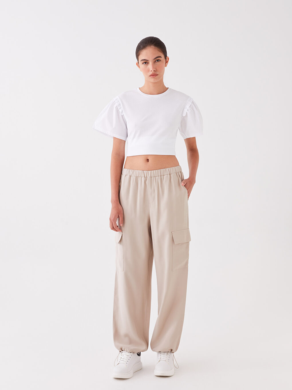 LCW Vision Pantalone sa elastičnim strukom širokog kroja za žene -S3JS53Z8-GD0
