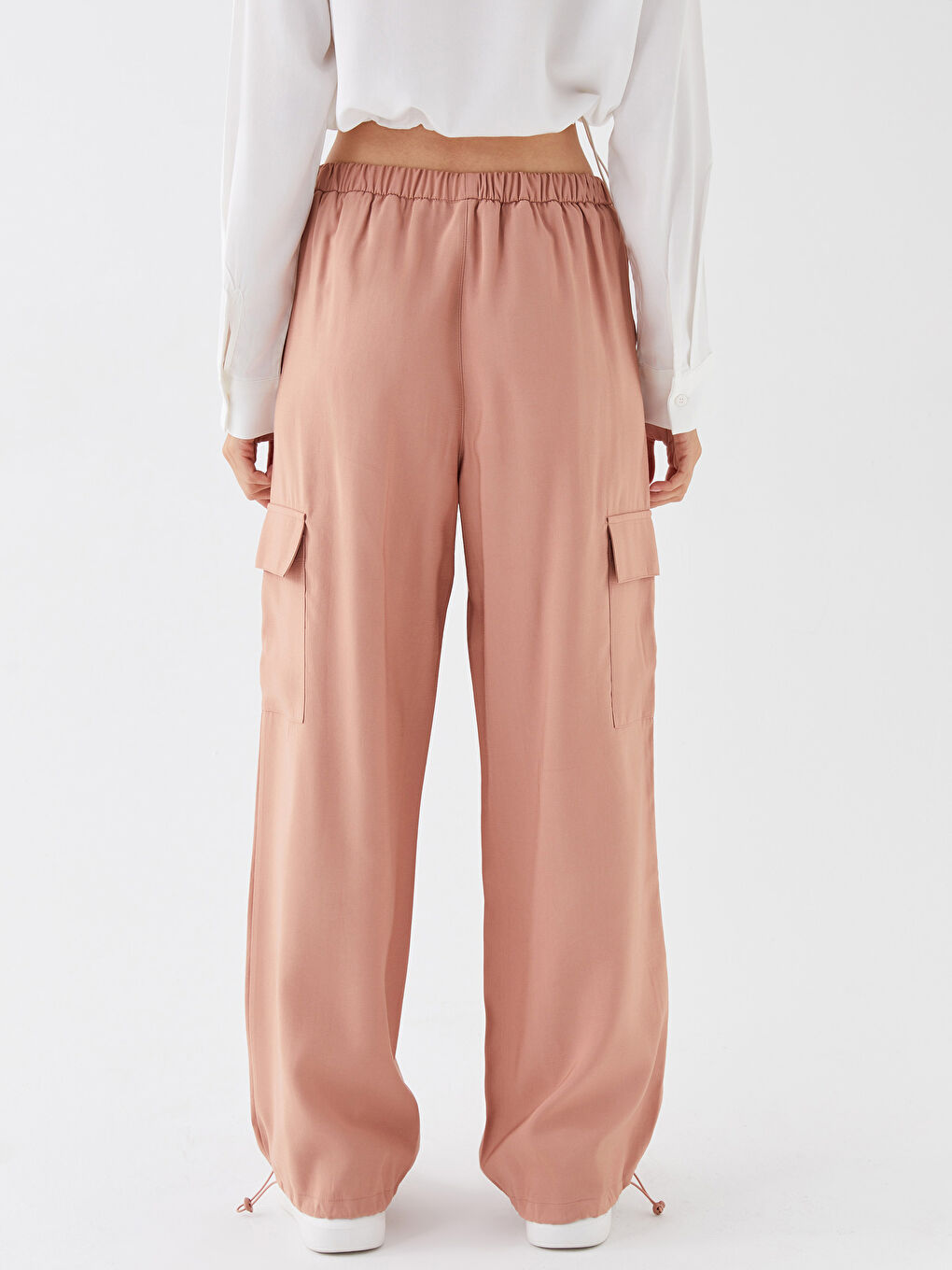 Брюки карго свободного кроя с эластичным поясом для женщин-4