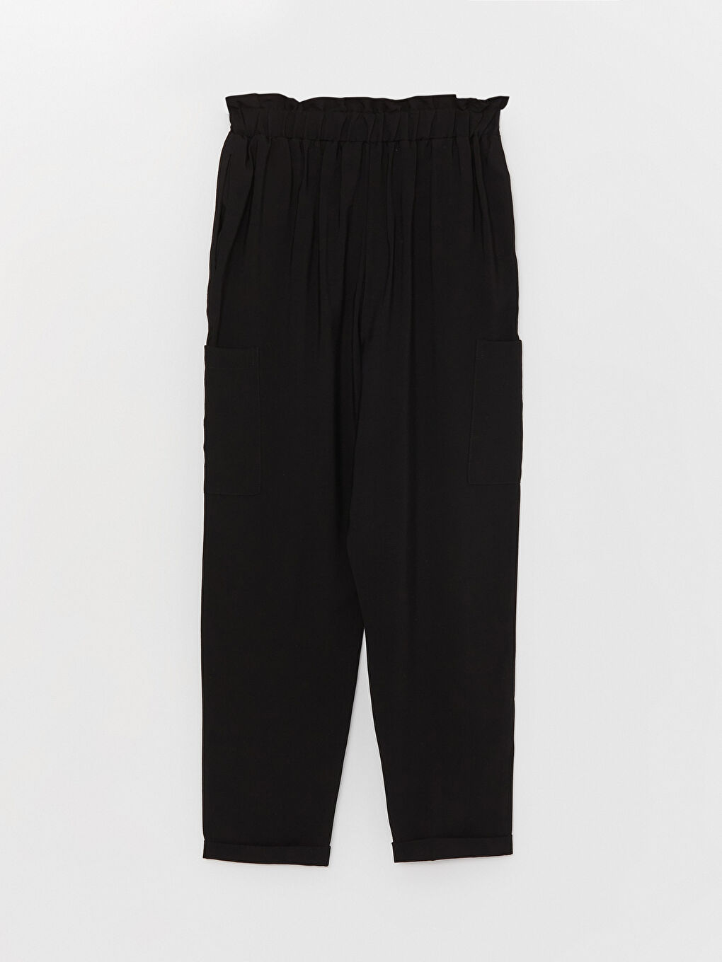 Siyah Beli Lastikli Standart Fit Kadın Pantolon-6