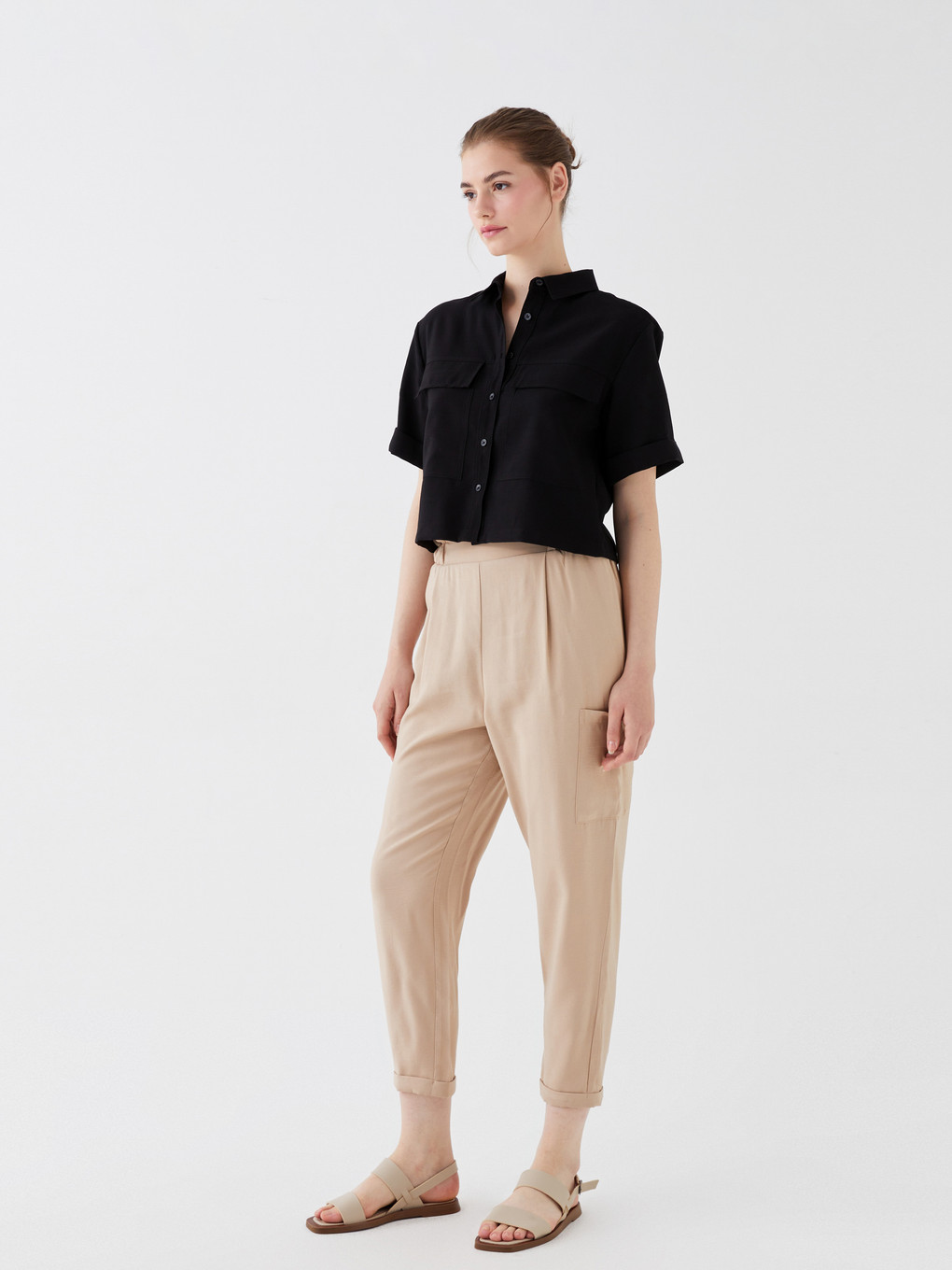 Elastic Waist Standard Fit Women's Trousers