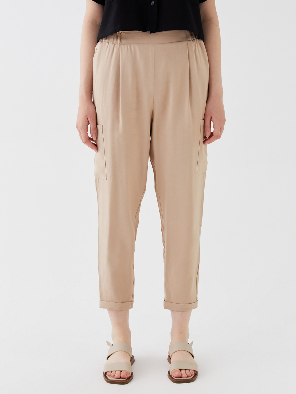 Elastic Waist Standard Fit Women's Trousers-1