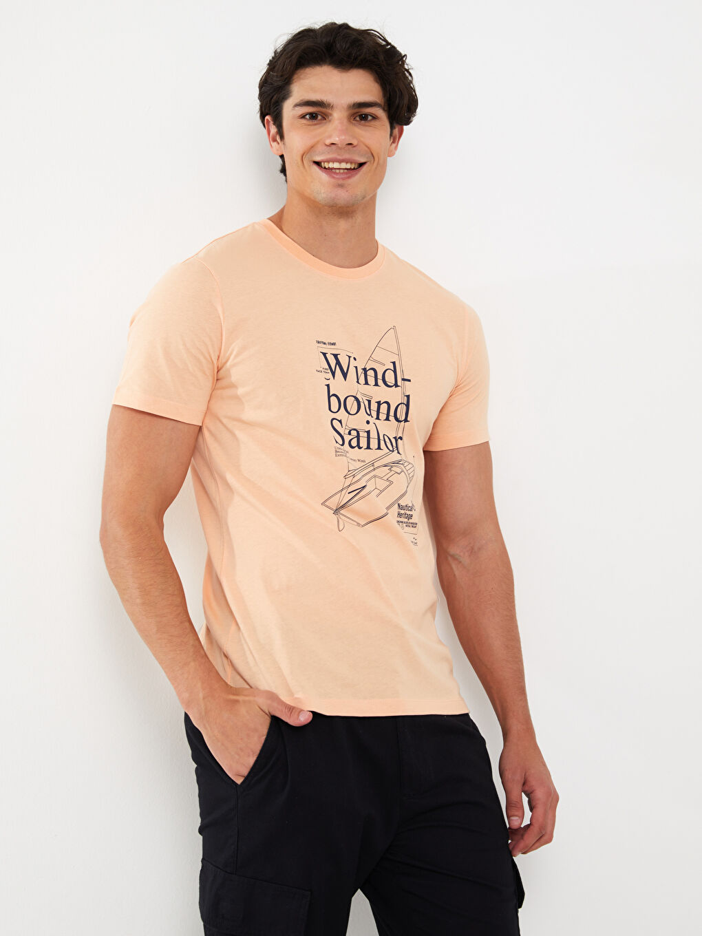 Crew Neck Short Sleeve Printed Combed Cotton Men's T-shirt