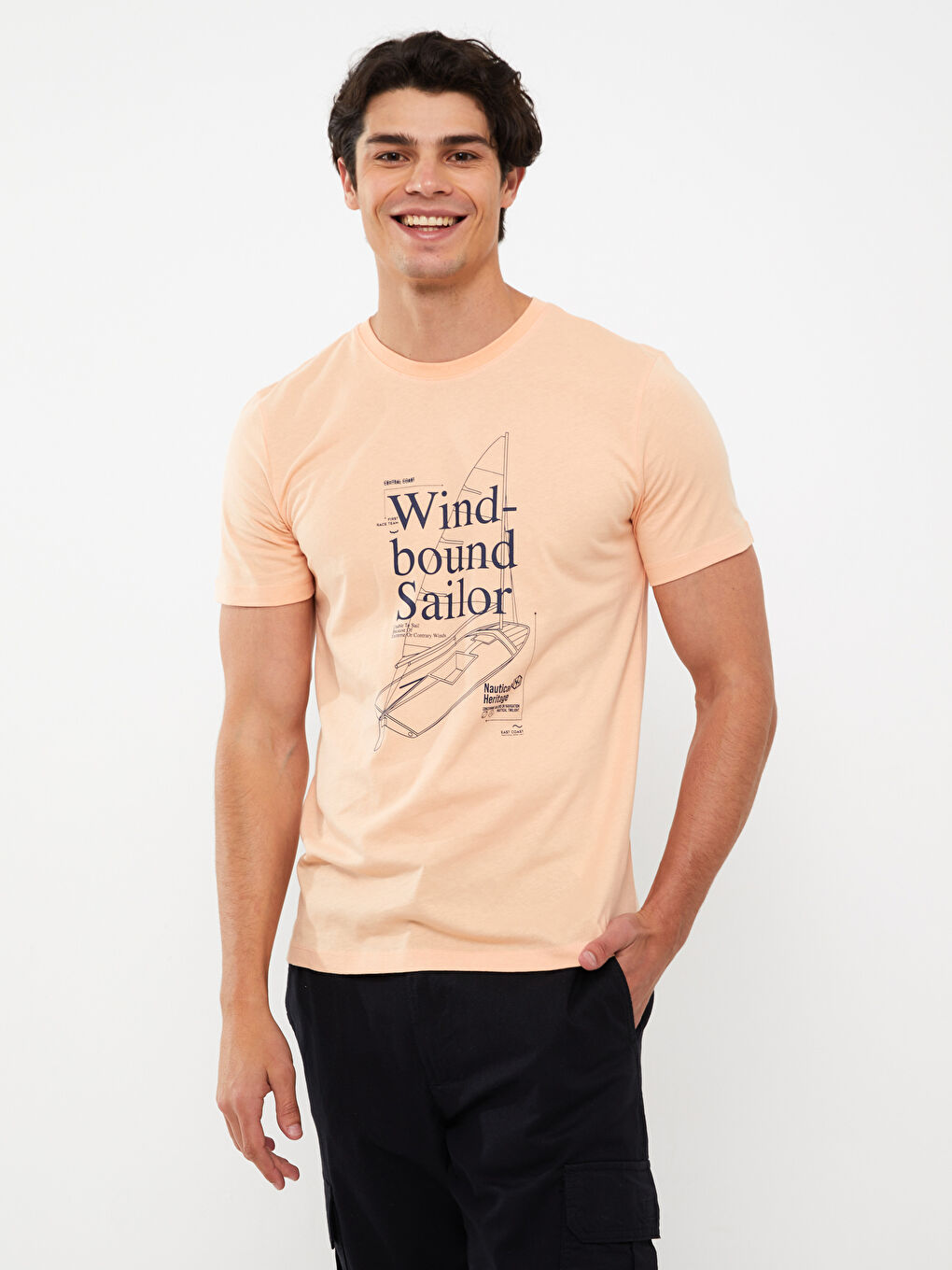 Crew Neck Short Sleeve Printed Combed Cotton Men's T-shirt-2