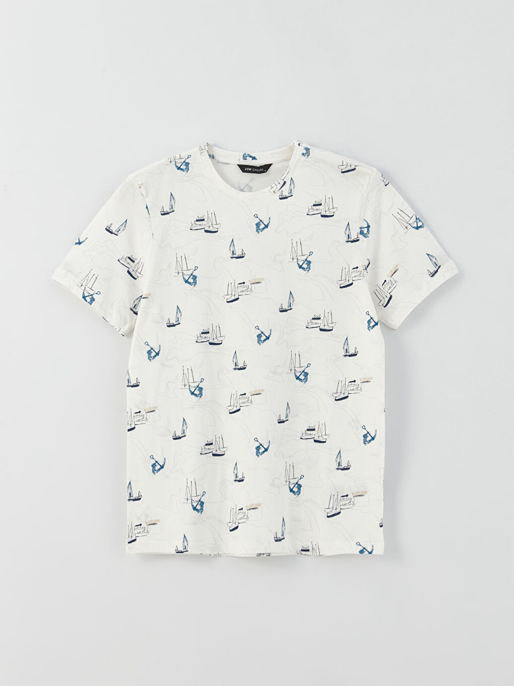 მრგვალი საყელო მოკლე სახელო ნიმუშიანი ჟერსი მამაკაცის მაისური-5