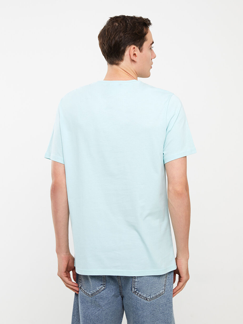 Turkuaz Bisiklet Yaka Kısa Kollu Baskılı Penye Erkek Tişört-4