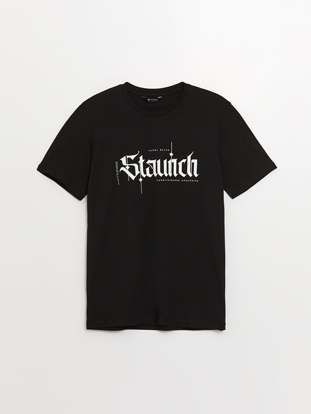 Siyah Bisiklet Yaka Kısa Kollu Baskılı Penye Erkek Tişört-4