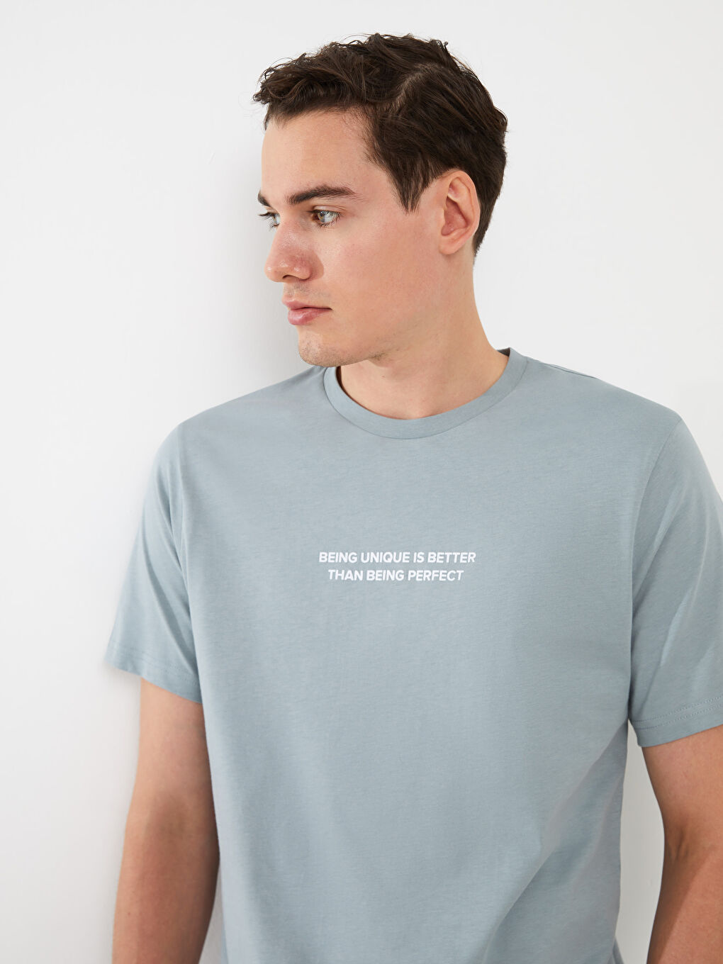 Yeşil Bisiklet Yaka Kısa Kollu Baskılı Penye Erkek Tişört-2