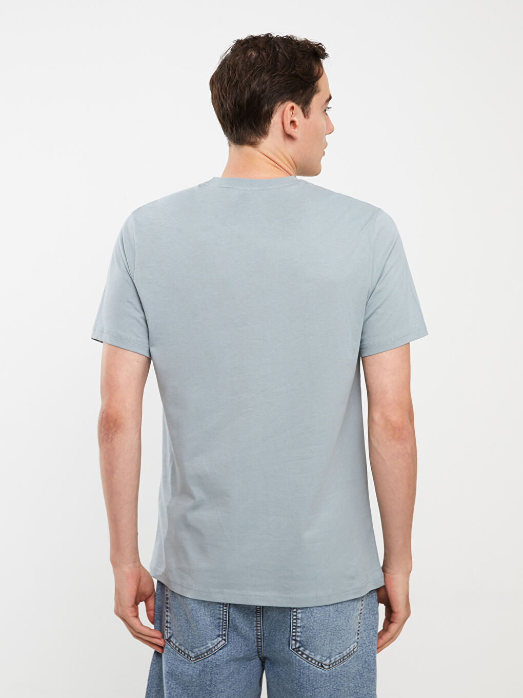 Yeşil Bisiklet Yaka Kısa Kollu Baskılı Penye Erkek Tişört-4