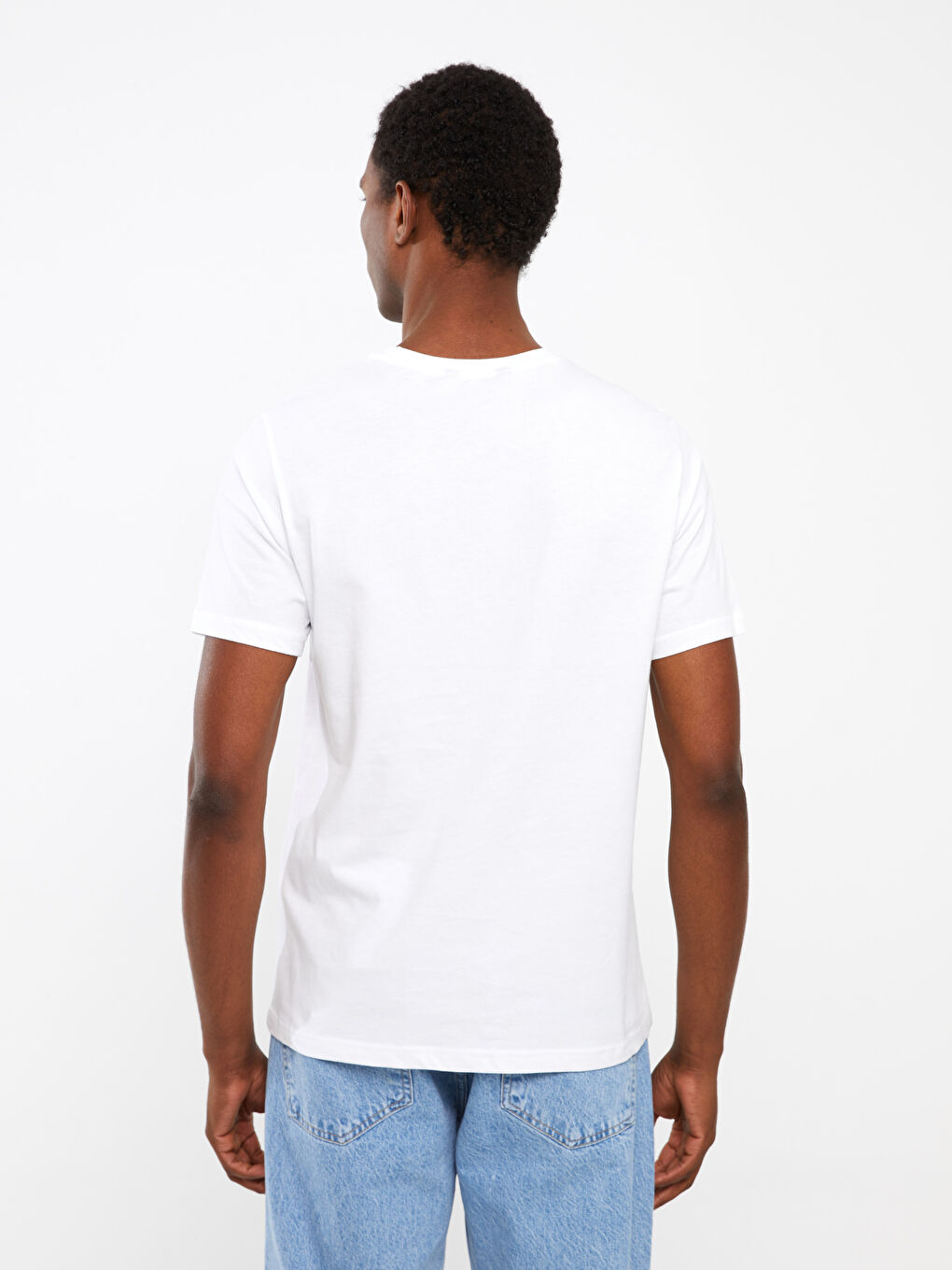 მრგვალი საყელო მოკლე სახელო ნაბეჭდი კომბინირებული ბამბის მამაკაცის მაისური-3