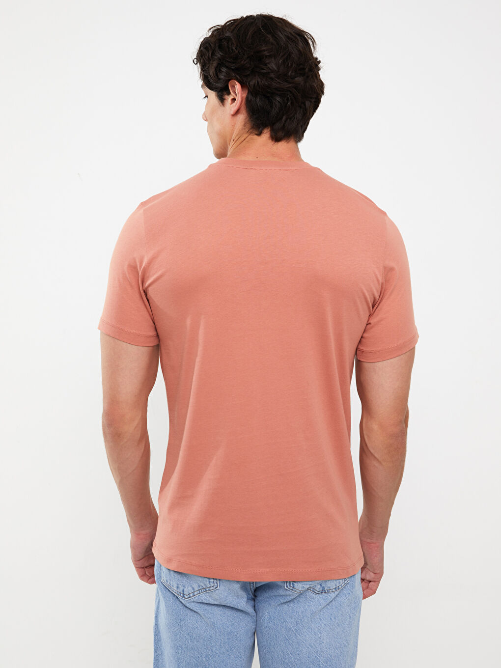 Pembe Bisiklet Yaka Kısa Kollu Baskılı Penye Erkek Tişört-4