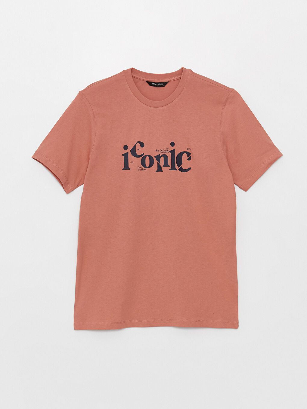 Pembe Bisiklet Yaka Kısa Kollu Baskılı Penye Erkek Tişört-5