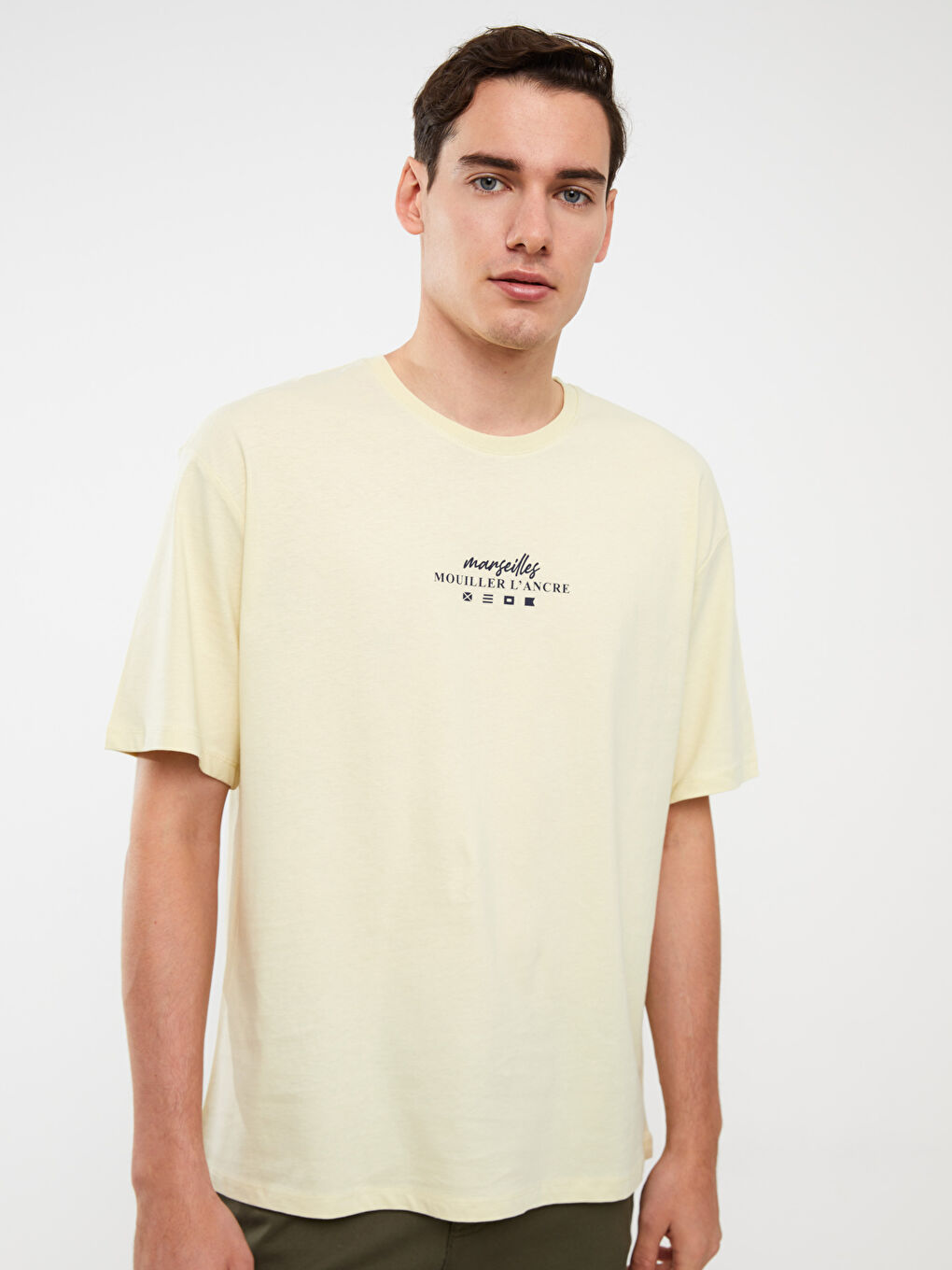 Crew Neck Short Sleeve Printed Combed Cotton Men's T-shirt-1