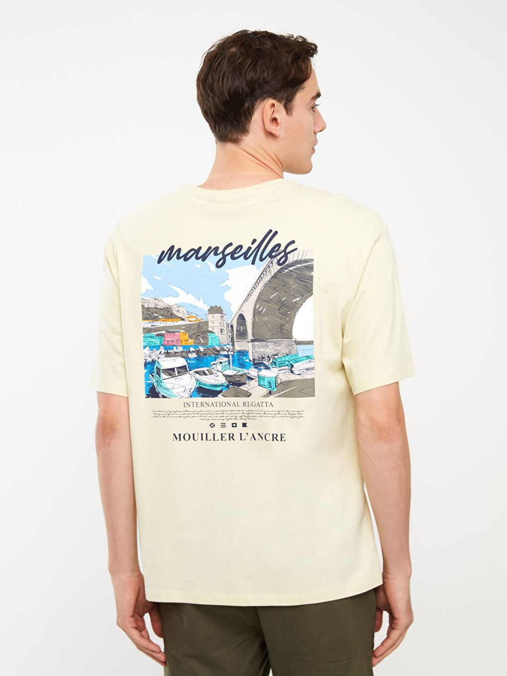 Crew Neck Short Sleeve Printed Combed Cotton Men's T-shirt-3