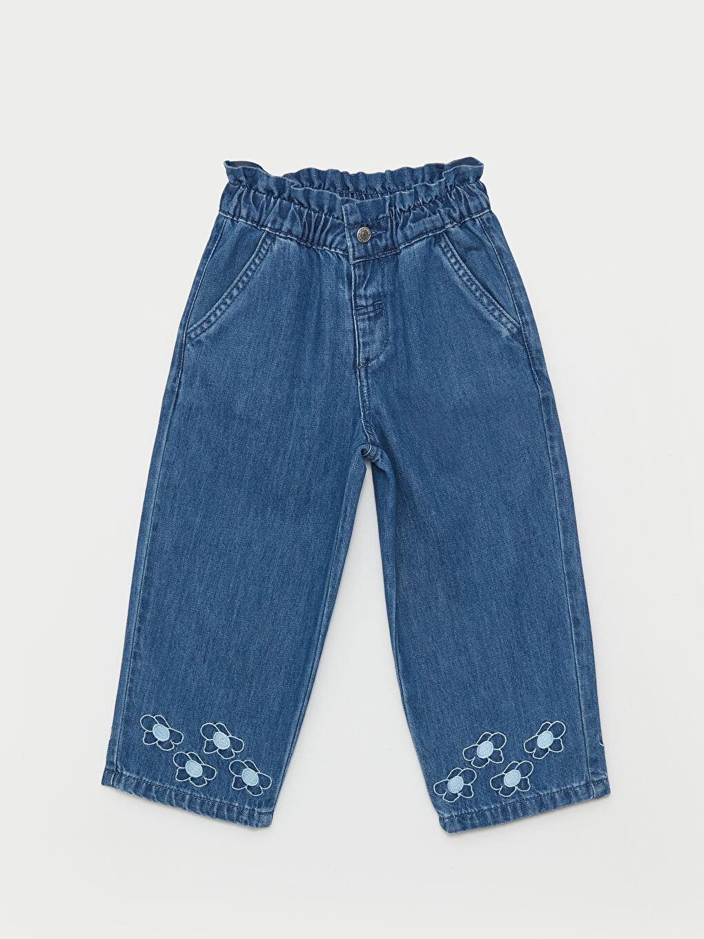 Elasticated Waist Embroidered Baby Girls' Jean Pants