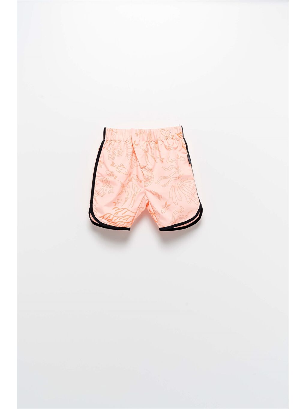 Turuncu Beli Lastikli Baskılı Kız Çocuk Deniz Şortu