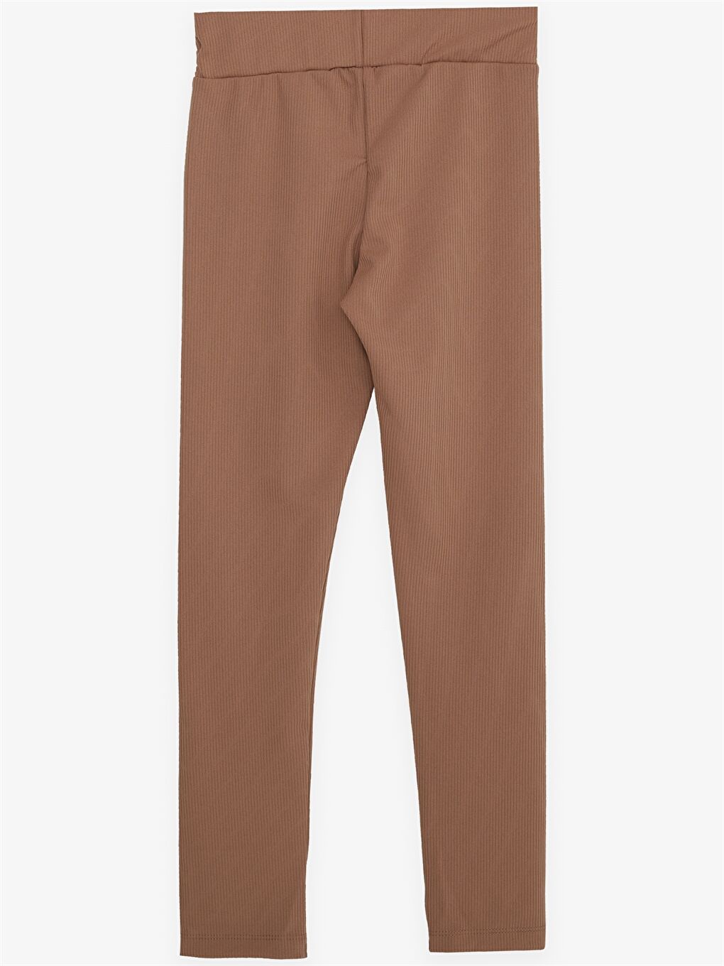 Kahverengi Beli Lastikli Basic Kız Çocuk Tayt-1