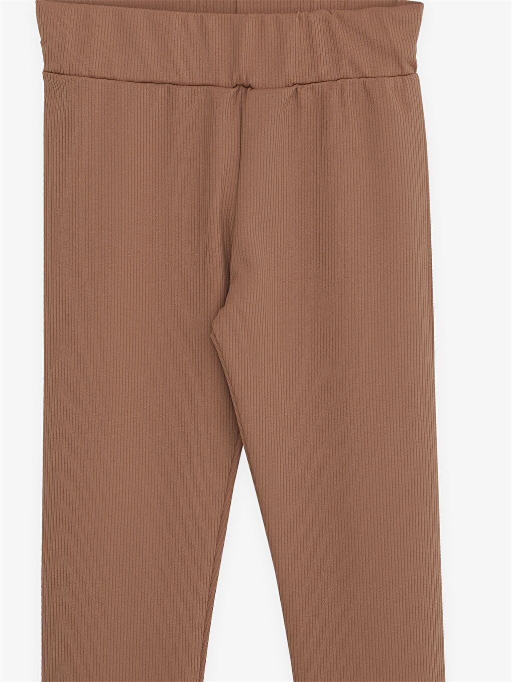 Kahverengi Beli Lastikli Basic Kız Çocuk Tayt-2