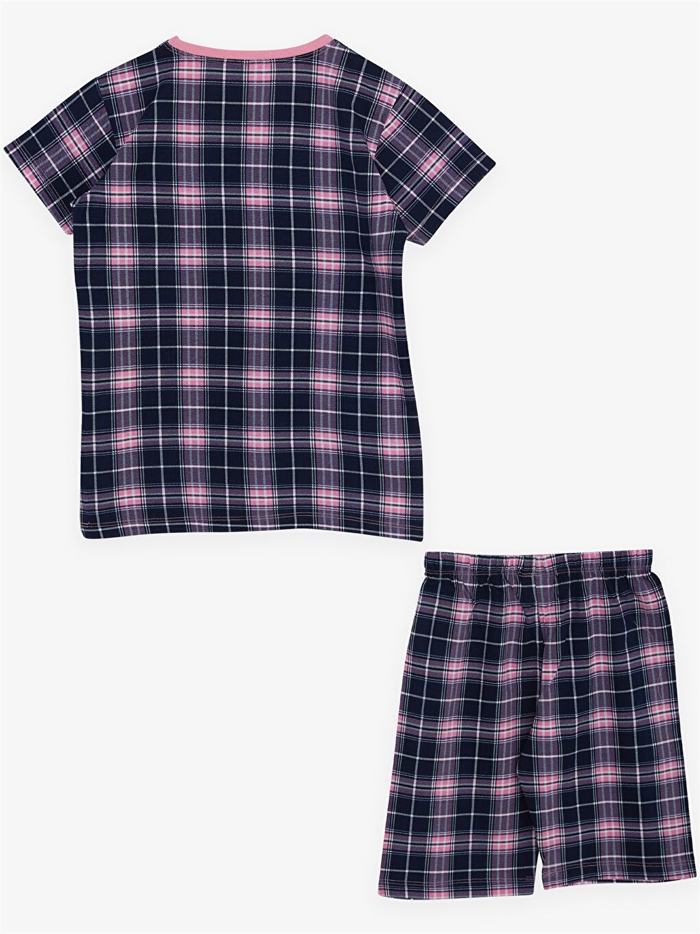 Karışık Bisiklet Yaka Kısa Kollu Kız Çocuk Şortlu Pijama Takımı-1