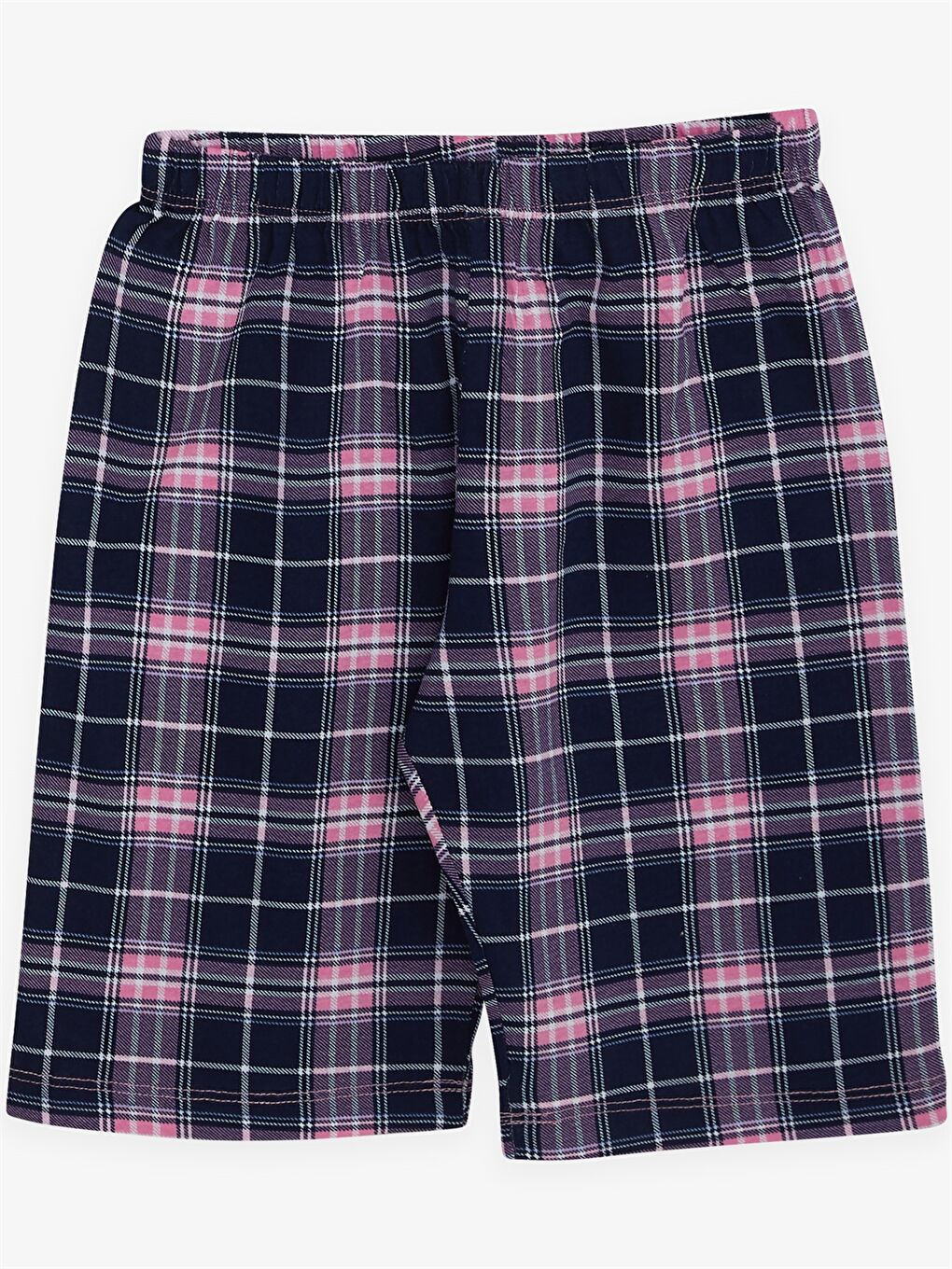 Karışık Bisiklet Yaka Kısa Kollu Kız Çocuk Şortlu Pijama Takımı-3