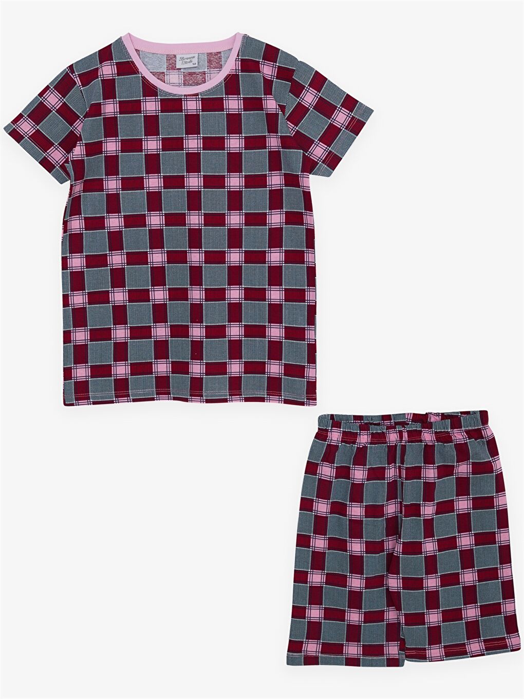 Karışık Bisiklet Yaka Kısa Kollu Kız Çocuk Şortlu Pijama Takımı