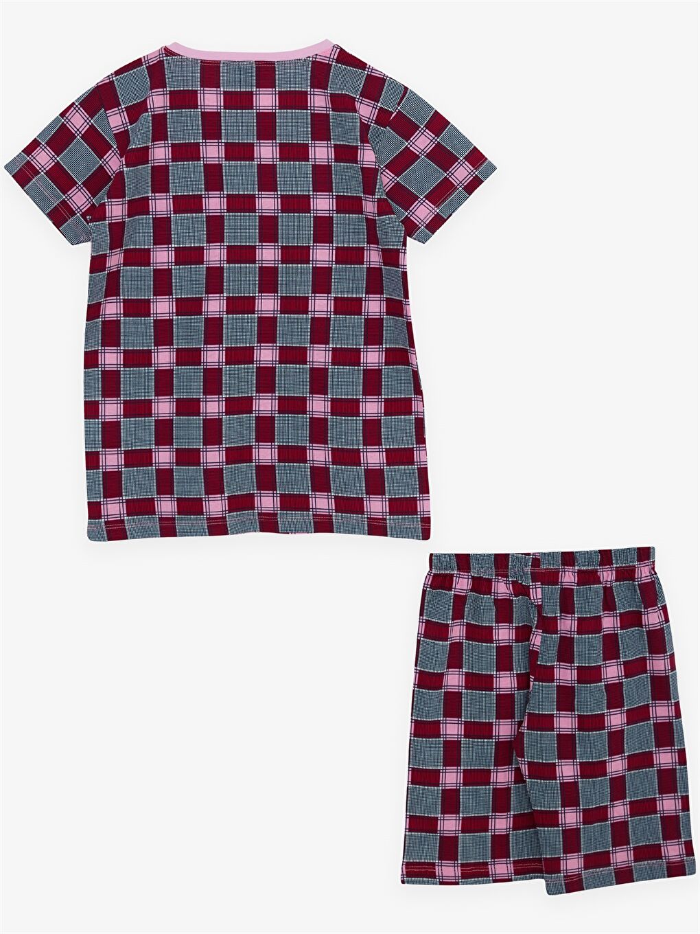 Karışık Bisiklet Yaka Kısa Kollu Kız Çocuk Şortlu Pijama Takımı-1