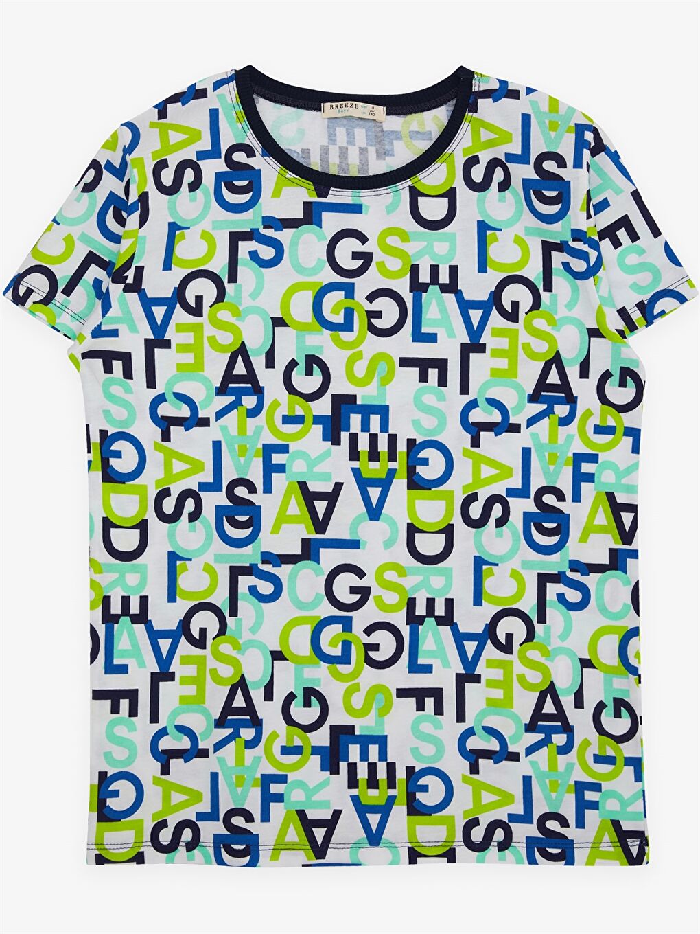 Karışık Bisiklet Yaka Desenli Kısa Kollu Erkek Çocuk Tişört