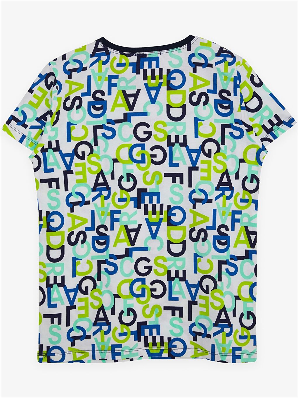 Karışık Bisiklet Yaka Desenli Kısa Kollu Erkek Çocuk Tişört-1