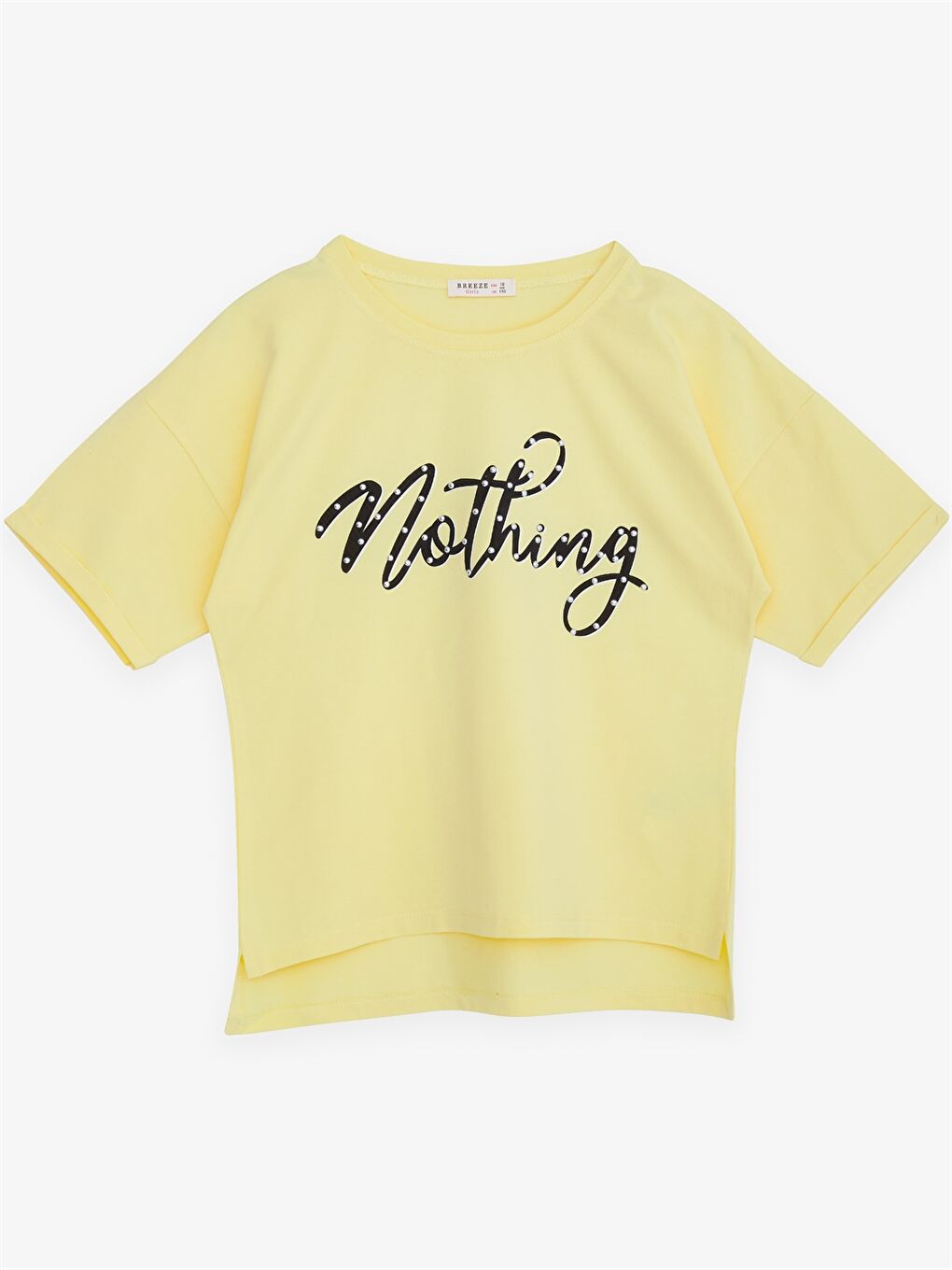 Sarı Bisiklet Yaka Baskılı Kısa Kollu Kız Çocuk Tişört