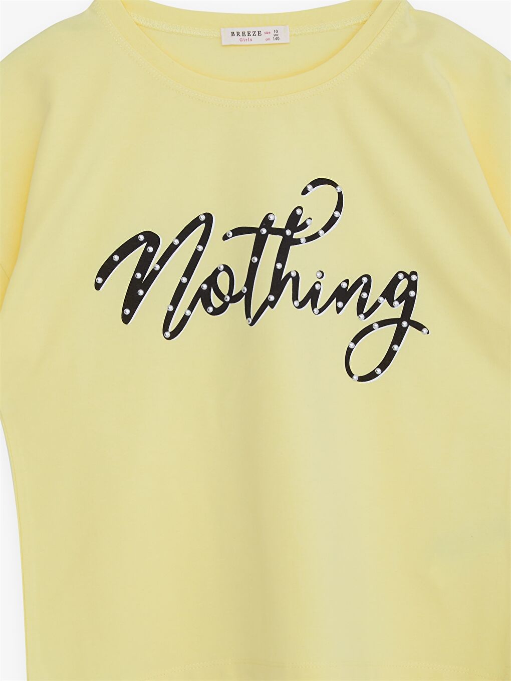 Sarı Bisiklet Yaka Baskılı Kısa Kollu Kız Çocuk Tişört-2