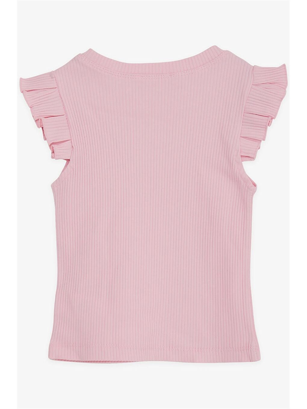 Pembe Bisiklet Yaka Basic Kısa Kollu Kız Çocuk Tişört-1