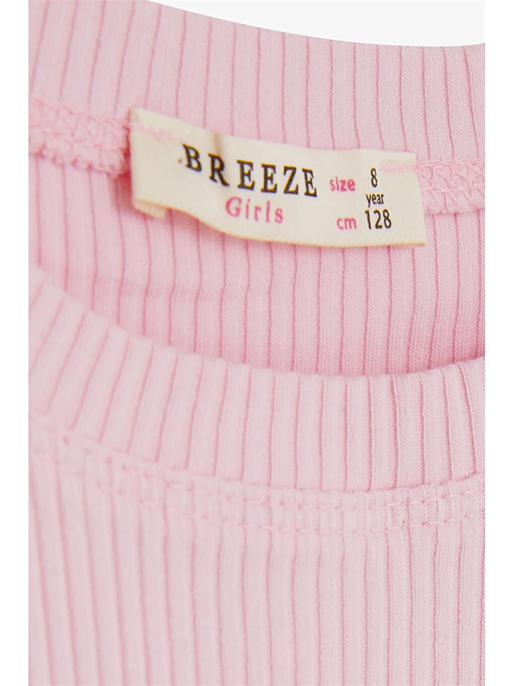 Pembe Bisiklet Yaka Basic Kısa Kollu Kız Çocuk Tişört-2