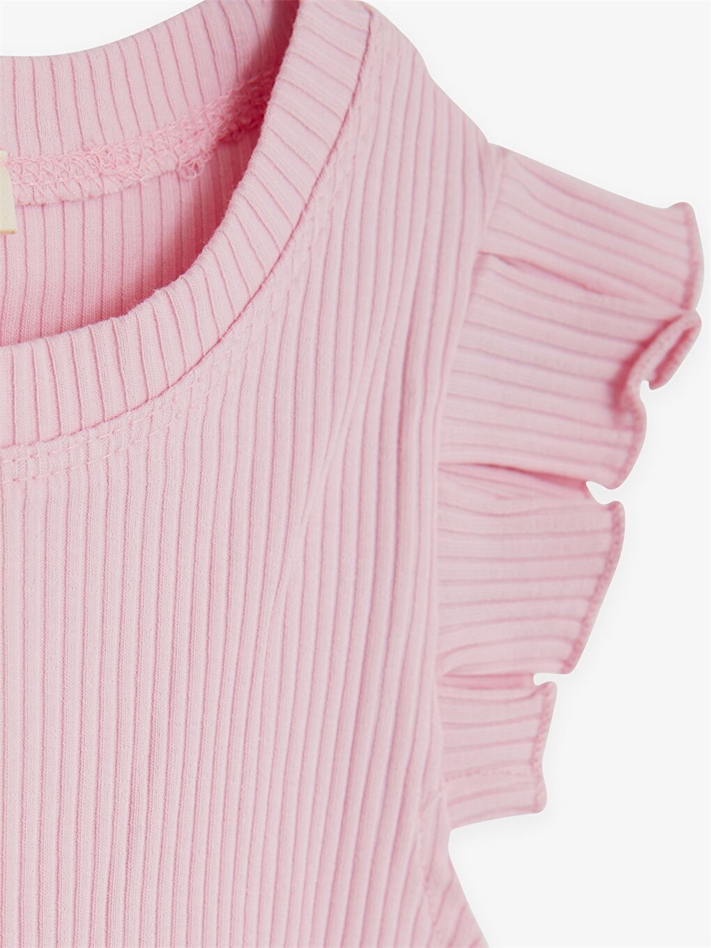 Pembe Bisiklet Yaka Basic Kısa Kollu Kız Çocuk Tişört-3