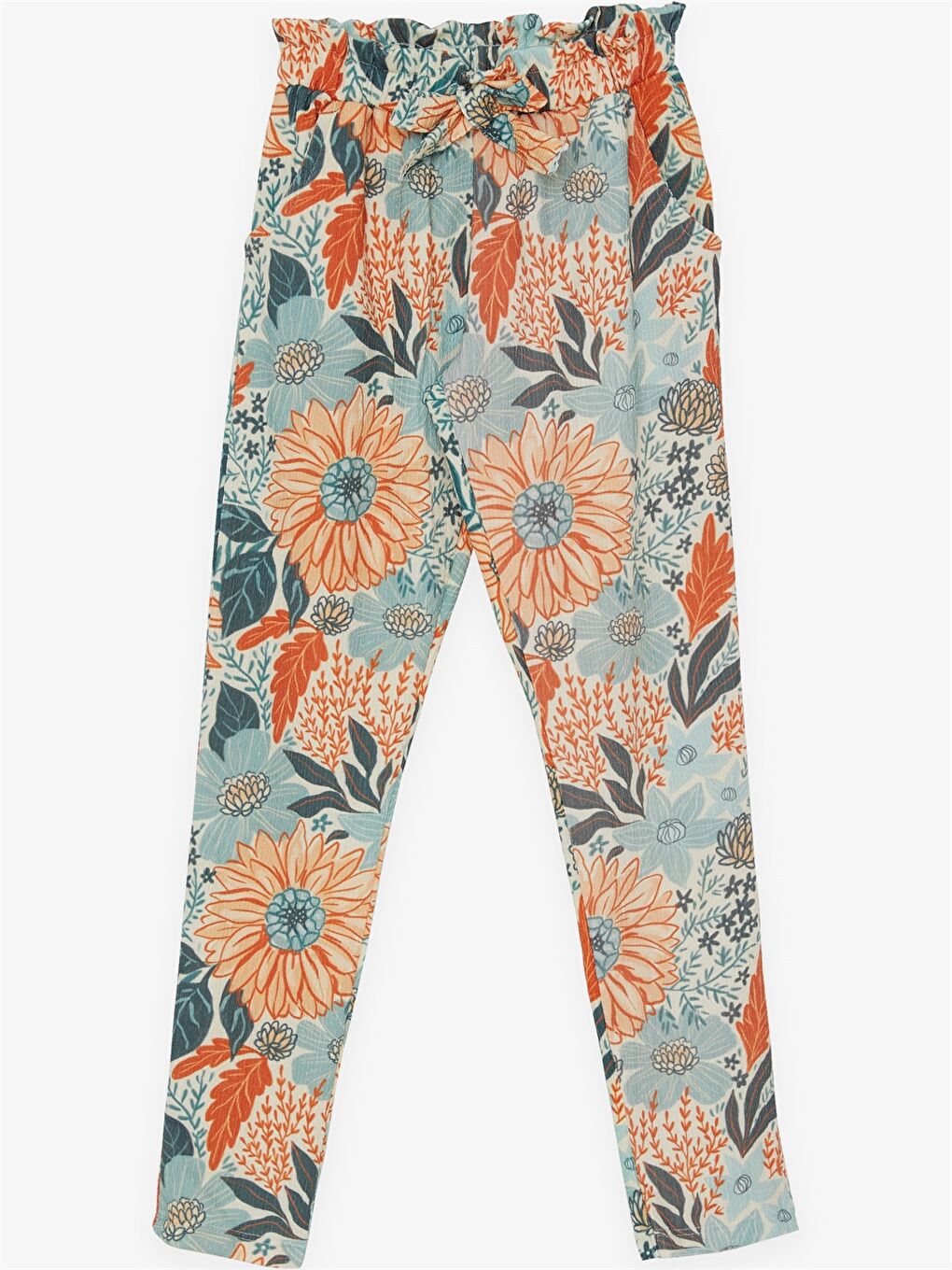 Karışık Beli Lastikli Desenli Kız Çocuk Pantolon