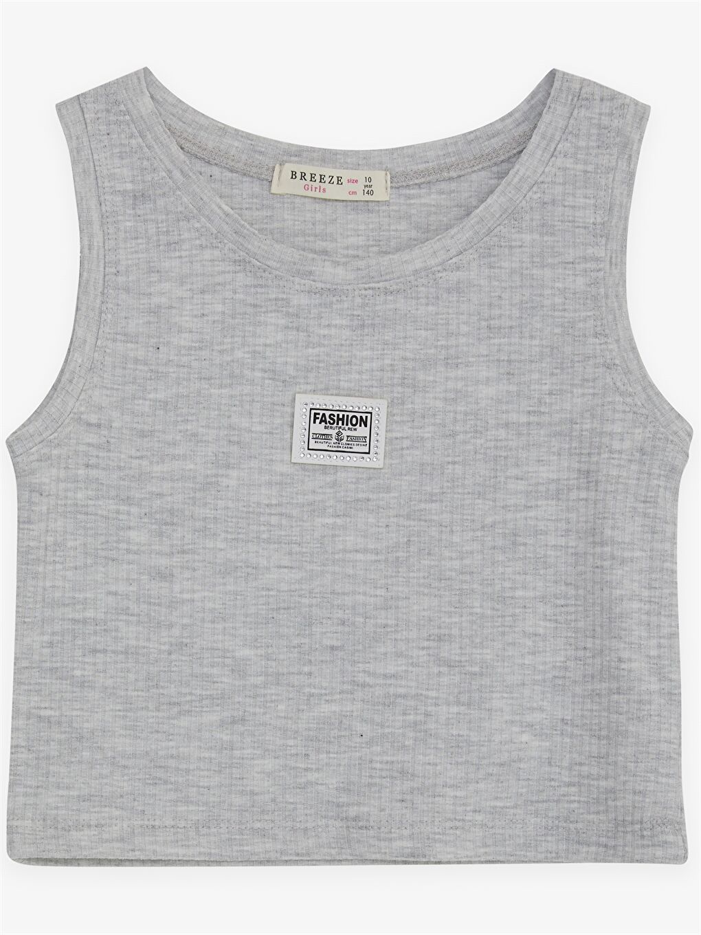 Gri Bisiklet Yaka Basic Kız Çocuk Atlet