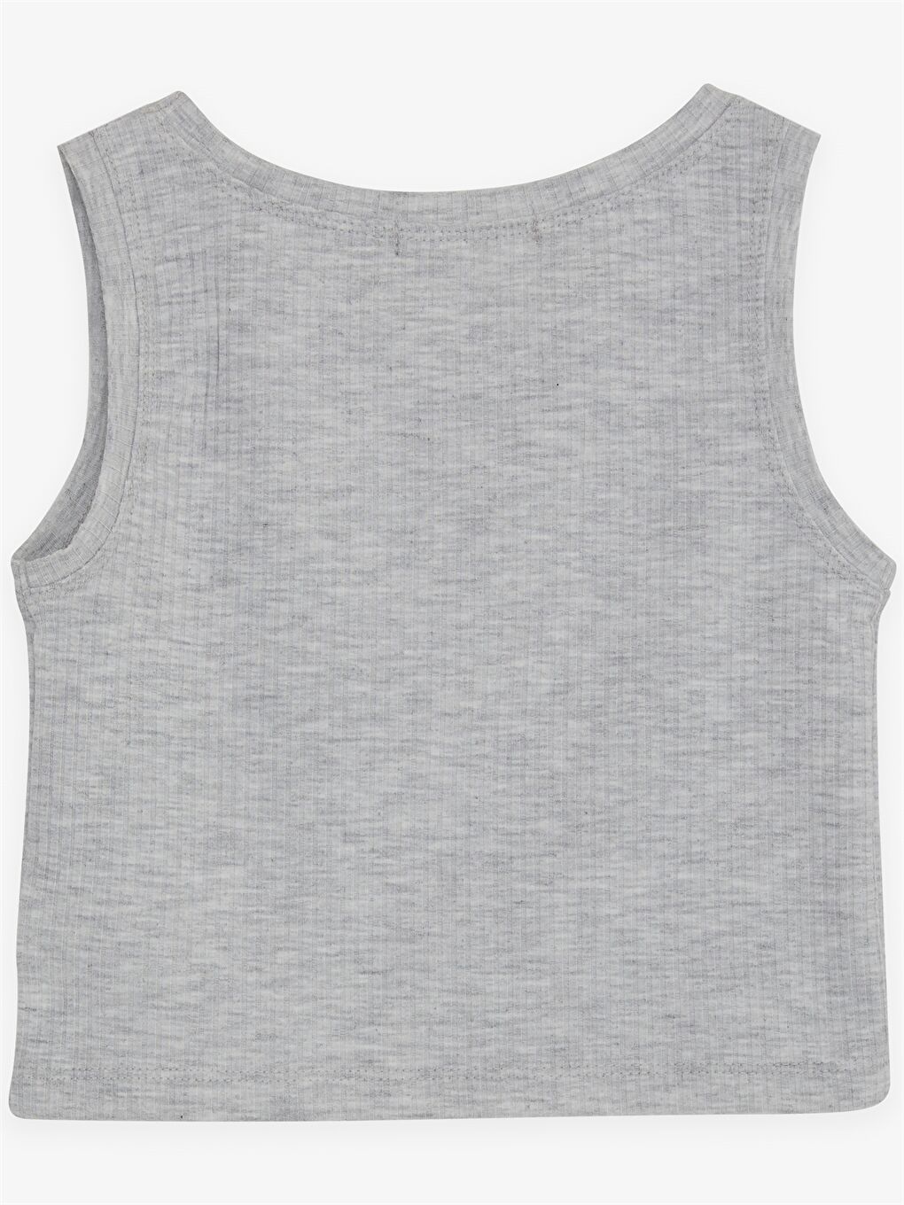 Gri Bisiklet Yaka Basic Kız Çocuk Atlet-1