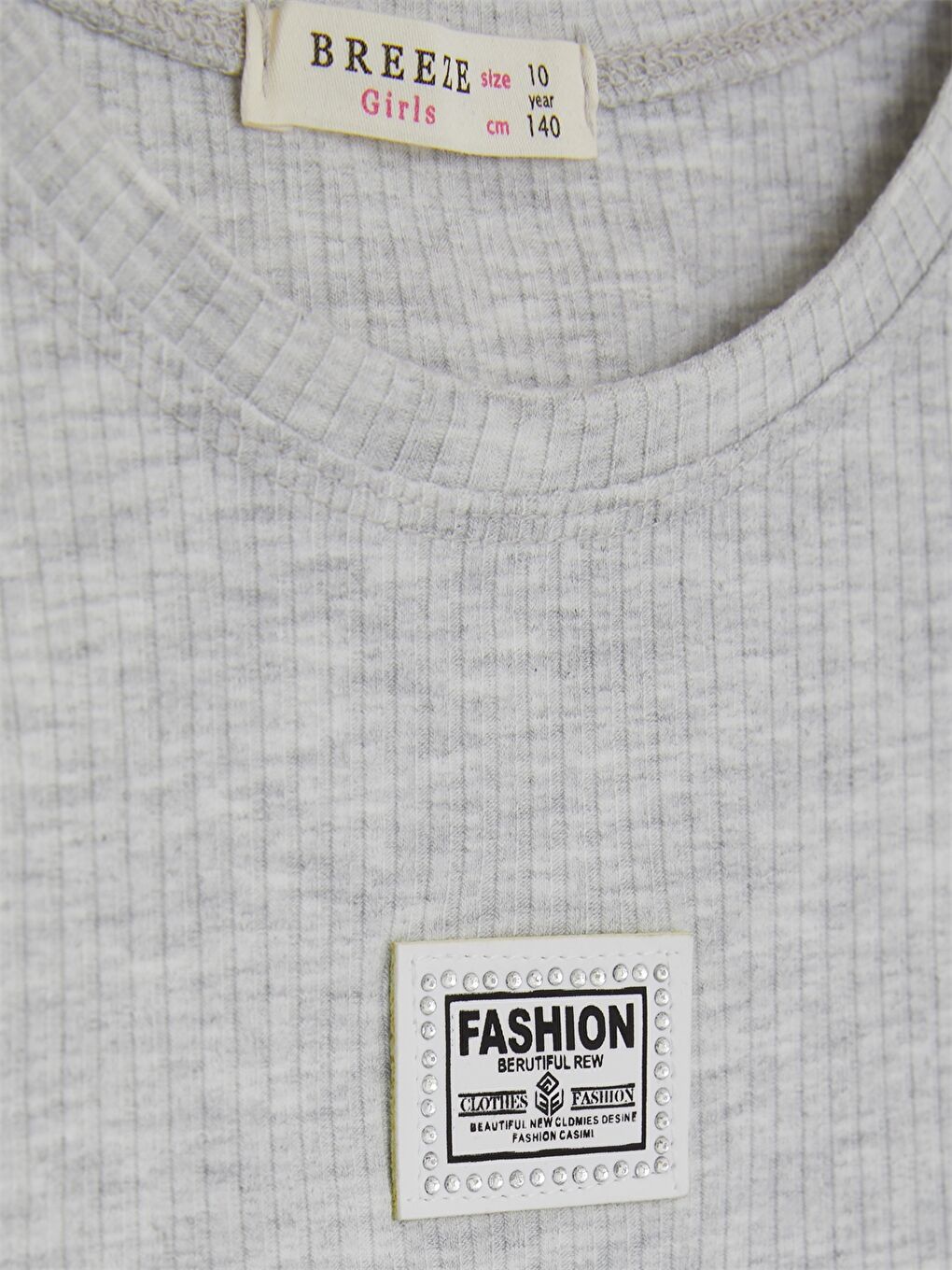 Gri Bisiklet Yaka Basic Kız Çocuk Atlet-2