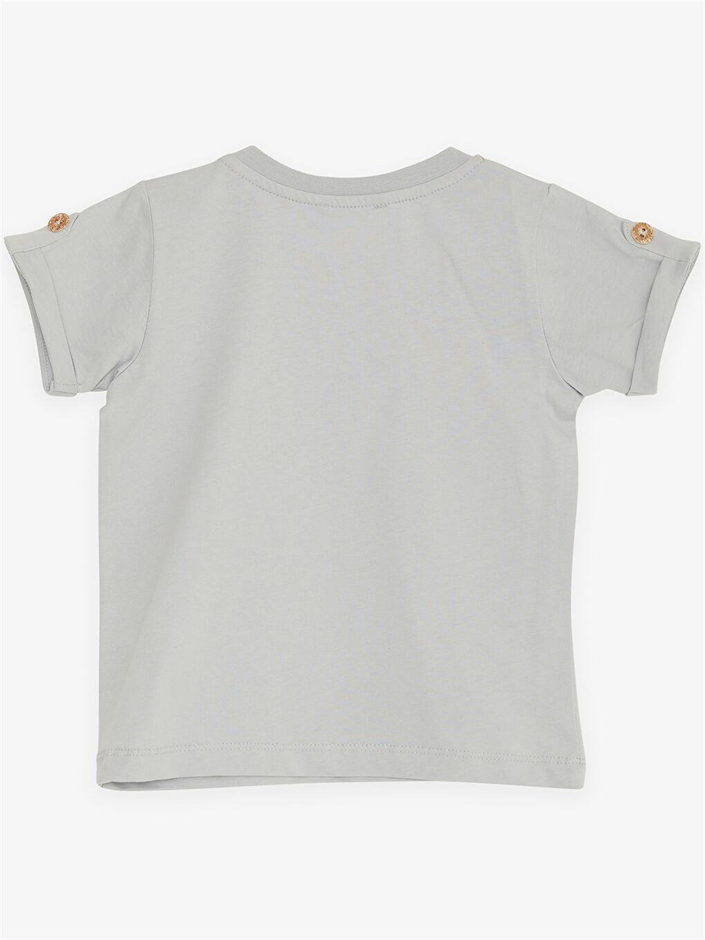 Gri Bisiklet Yaka Kısa Kollu Erkek Bebek Tişört-1