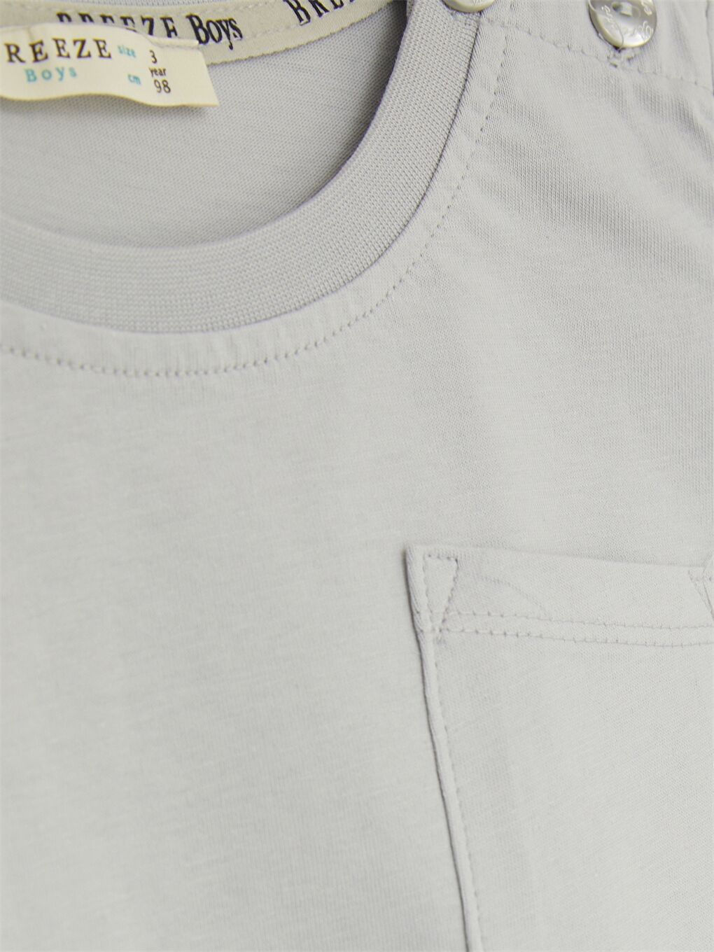 Gri Bisiklet Yaka Kısa Kollu Erkek Bebek Tişört-2