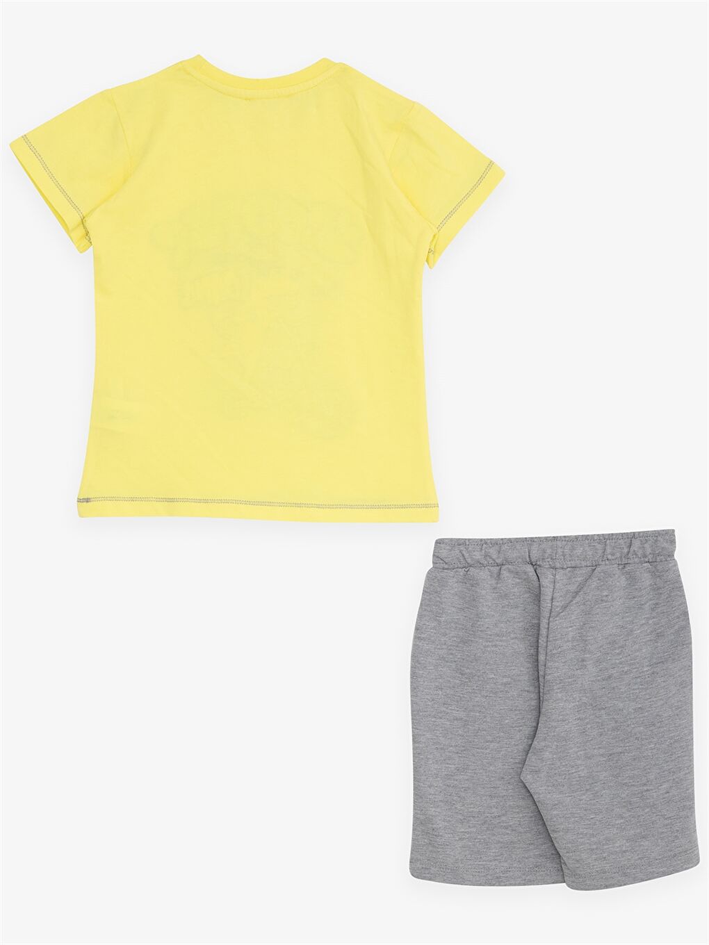 Sarı Bisiklet Yaka Kısa Kollu Baskılı Erkek Bebek Tişört ve Şort 2'li Takım-1