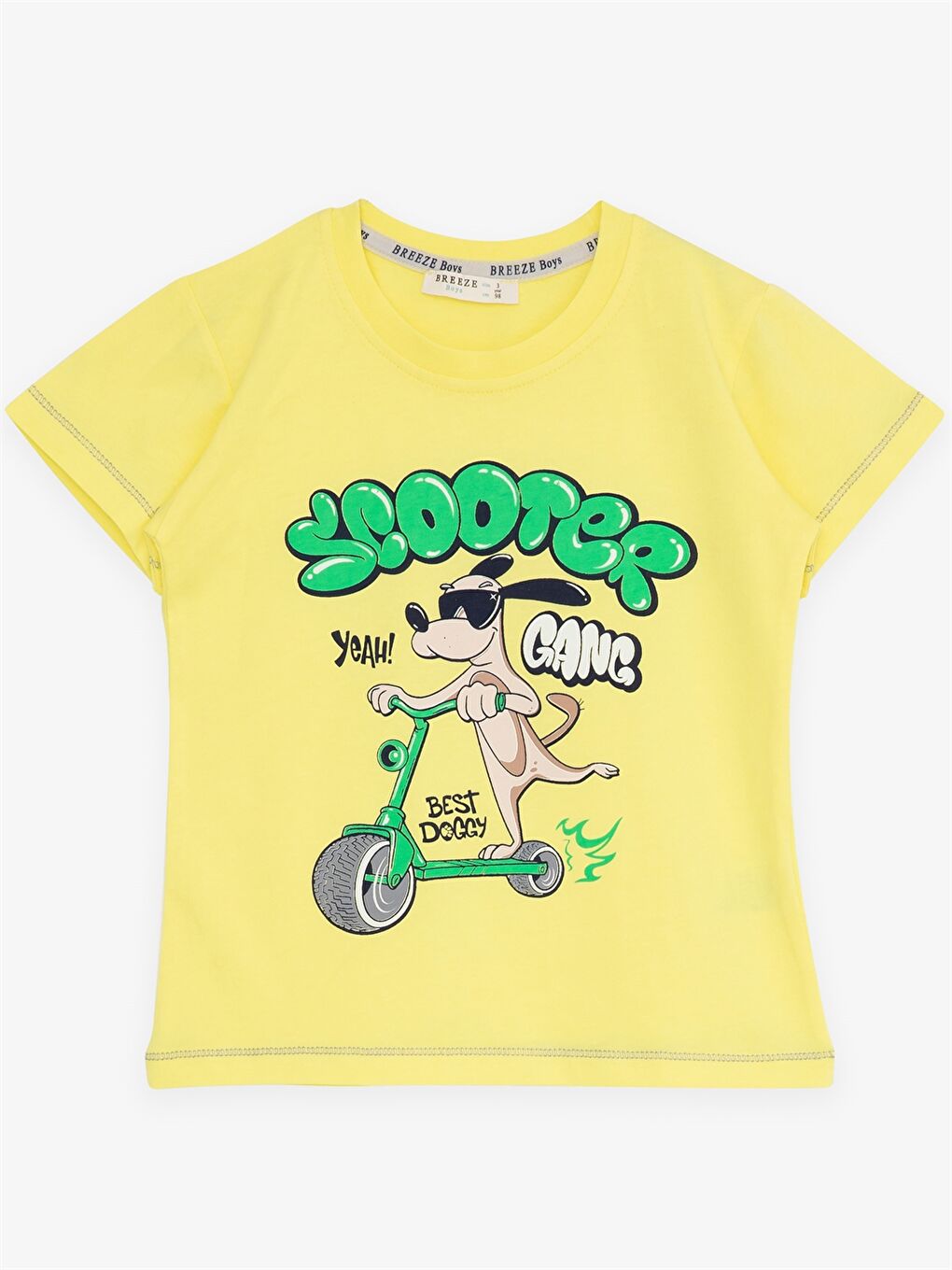 Sarı Bisiklet Yaka Kısa Kollu Baskılı Erkek Bebek Tişört ve Şort 2'li Takım-2
