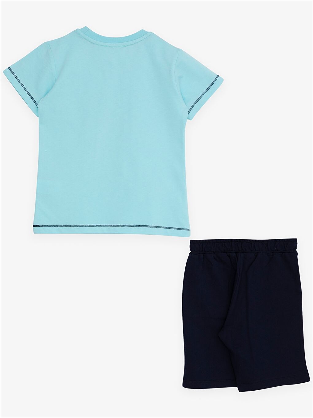 Mavi Bisiklet Yaka Kısa Kollu Baskılı Erkek Bebek Tişört ve Şort 2'li Takım-1