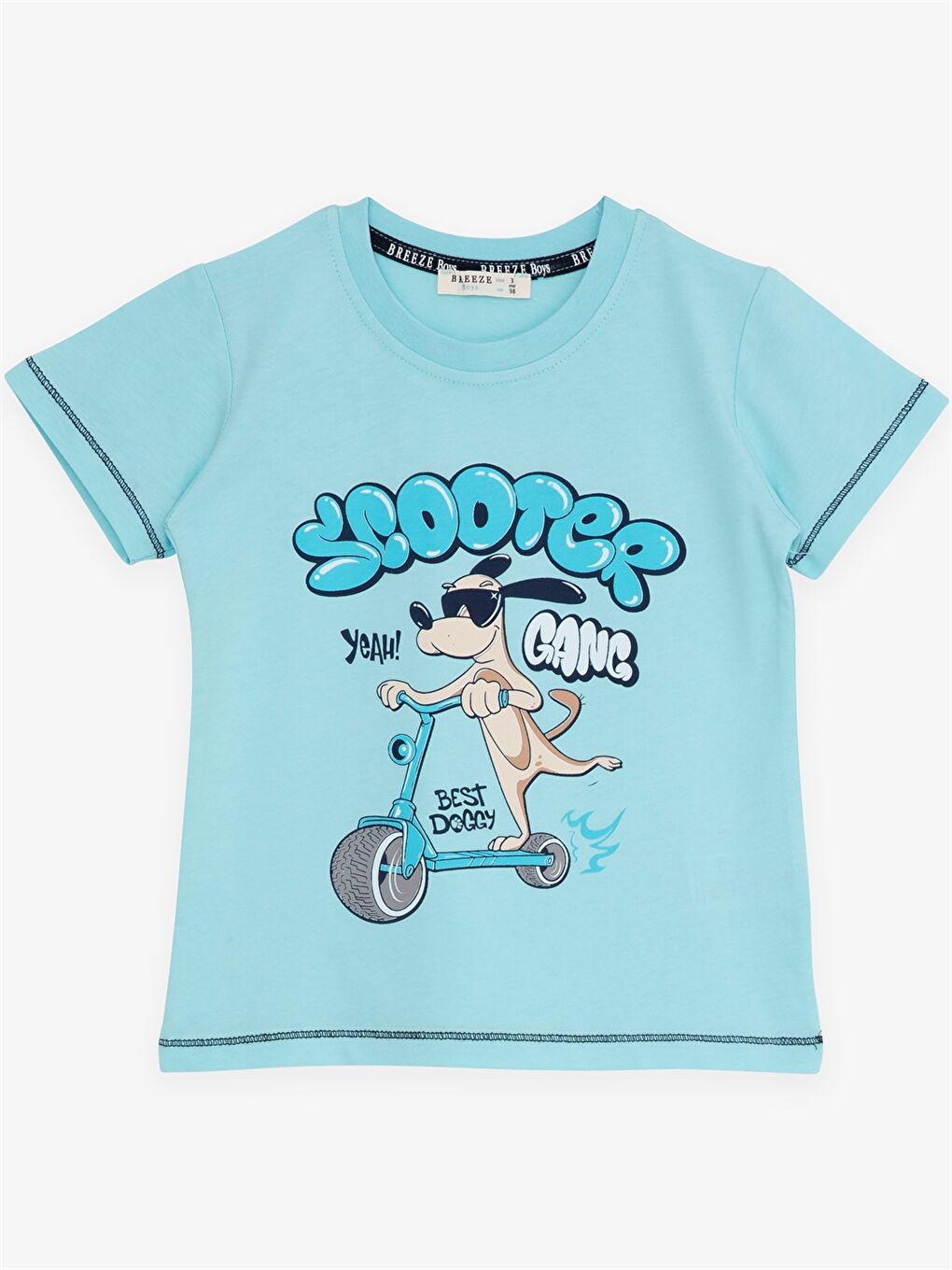 Mavi Bisiklet Yaka Kısa Kollu Baskılı Erkek Bebek Tişört ve Şort 2'li Takım-2