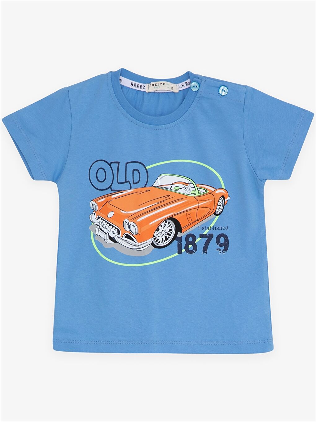 Mavi Bisiklet Yaka Kısa Kollu Baskılı Erkek Bebek Tişört ve Şort 2'li Takım-2