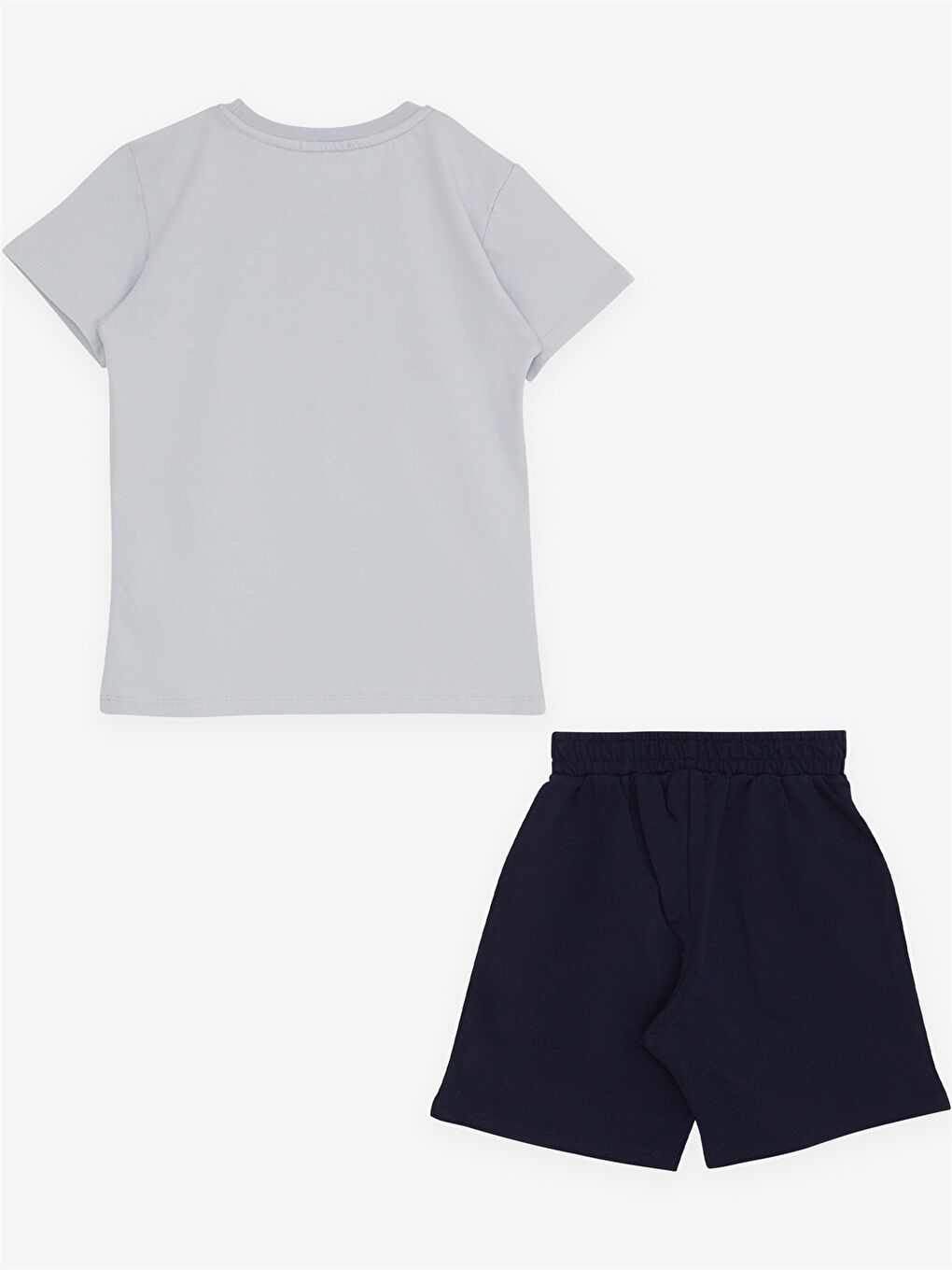 Gri Bisiklet Yaka Kısa Kollu Erkek Çocuk Tişört ve Bermuda-1
